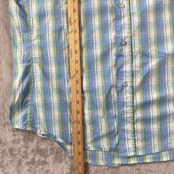 Wrangler Shirt Mens Large Blue Competition Snap Western Cowboy Ranch Workwear - Picture 6 of 9